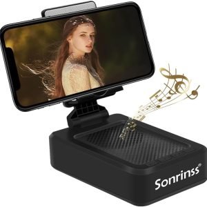 Kablosuz Bluetooth Hoparlörlü Telefon Standı, tüm akıllı telefonlarla uyumlu, kaymaz tasarımlı telefon tutucu, HD surround ses sunan Bluetooth hoparlör ile ev, ofis ve dış mekân kullanımı için uygundur.